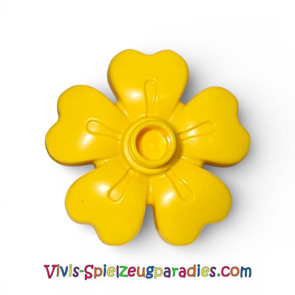 Lego Duplo, Blüte 3 x 3 mit 5 Blättern und oberem Ständer  (84195) gelb